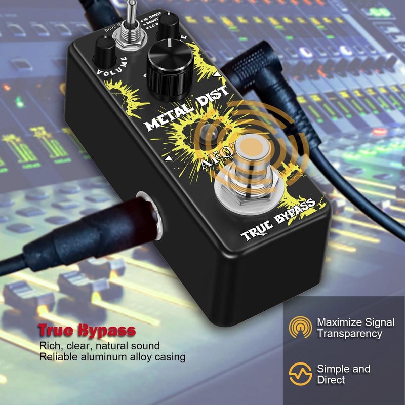 AFOT Vintage Distortion Pedal, Metal Distortion Pedal 3 Working Modes, Warm Smooth Wide Range of Vintage Distortion Sound, Mini Effect Pedal True Bypass - Image 5